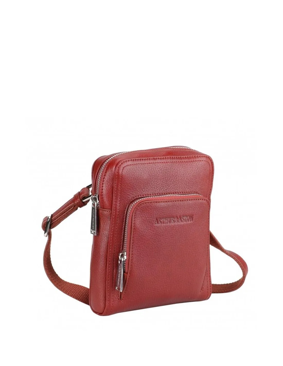 Sacoche homme cuir Arthur et Aston Ref 60549 B Cognac 20*16*4 cm