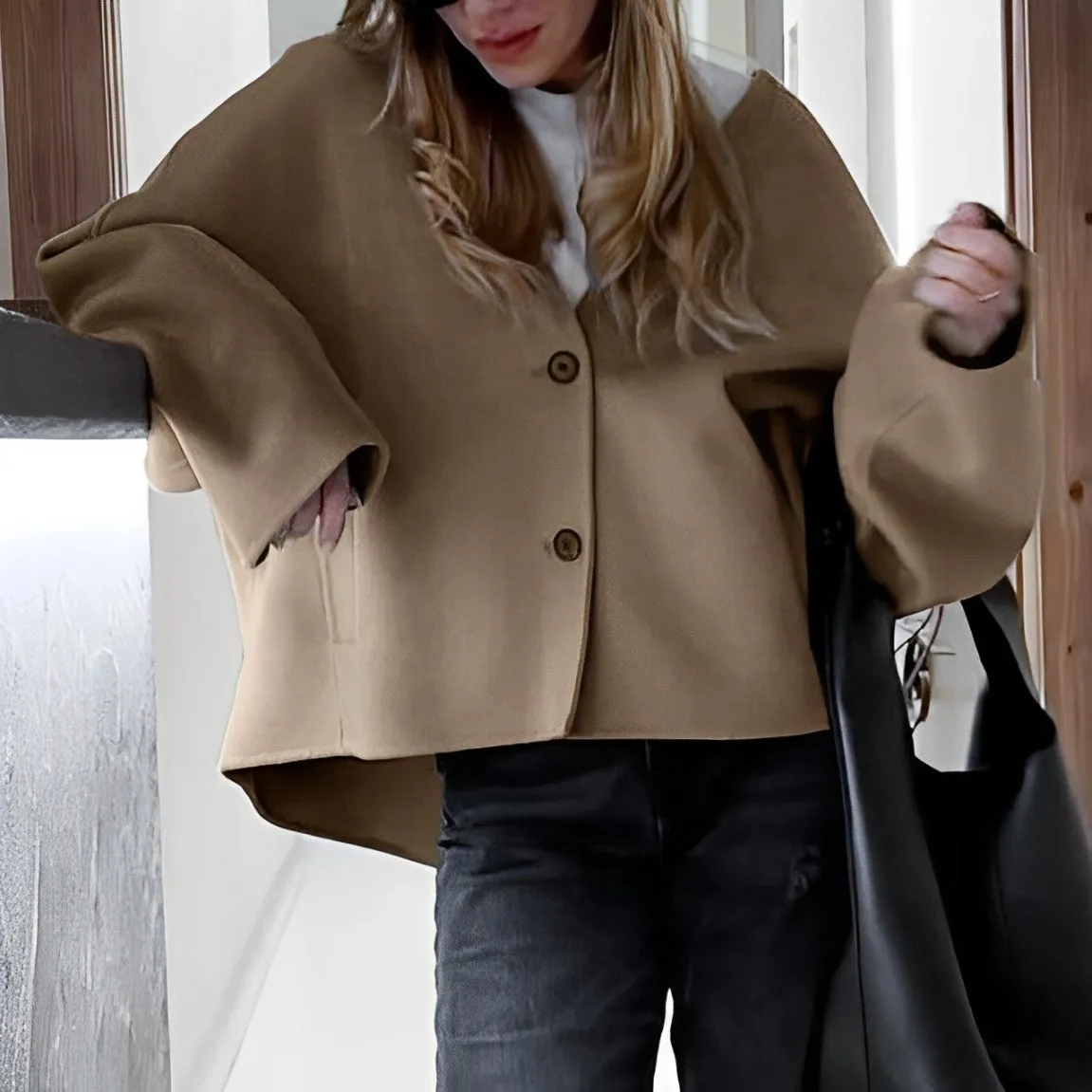 Veste courte décontractée à manches larges